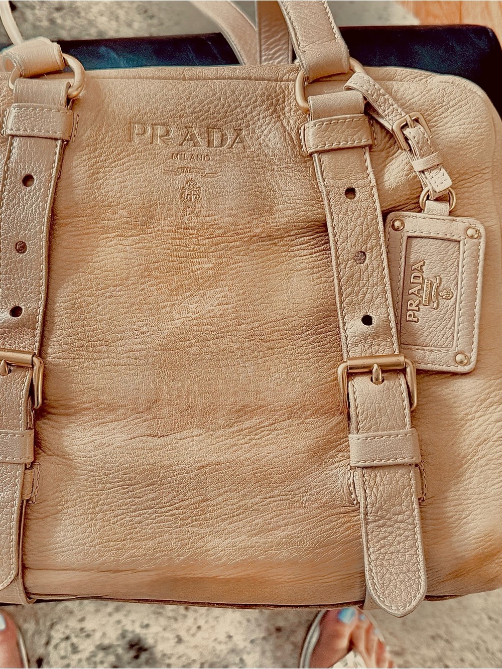 Prada Beige Lamb Leather tote Bag.pictures were hard to get because of how soft